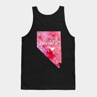 Nevada state map USA heart watercolor pink watercolour Tank Top